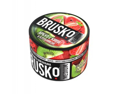 Бестабачная смесь BRUSKO - АРБУЗ С КИВИ И КЛУБНИКОЙ (MEDIUM) - 50 ГР - Арбуз Киви Клубника