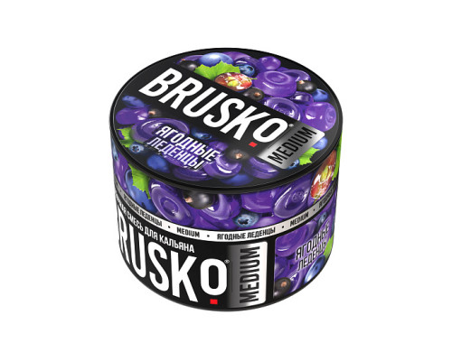 Бестабачная смесь BRUSKO - ЯГОДНЫЕ ЛЕДЕНЦЫ (MEDIUM) - 50 ГР - Виноград Черника Черная Смородина