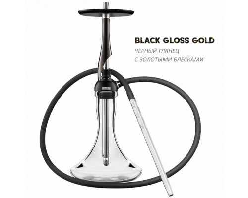 Кальян KORESS - K1T BLACK GLOSS GOLD (КОМПЛЕКТ: ШАХТА, БЛЮДЦЕ, ШЛАНГ, МУНДШТУК)